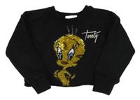 Čierna crop mikina s Tweetym Next