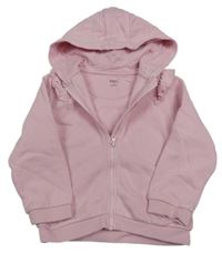 Svetloružová prepínaci mikina s volánikmi a kapucňou M&S