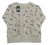 Nové - Béžová mikina s jednorožcami Primark