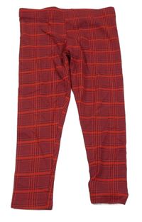 Červeno-tmavomodré kockované legíny Primark