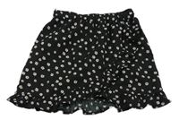 Čierna kvetovaná sukňa s volánikmi Zeeman