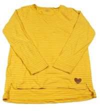 Žluto-bílé pruhované triko se srdíčkem Yigga