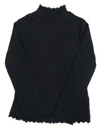 Čierne rebrované tričko s rolákom George