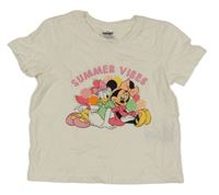 Smetanové crop tričko s Mickeym a Daisy Disney