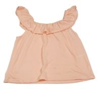 Svetloružový crop top s volánikmi H&M