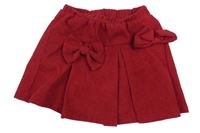 Malinová rebrovaná skladaná sukňa s mašličkami