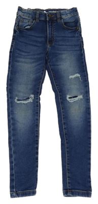 Tmavomodré skinny rifle s dírami George