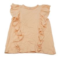 Marhuľové tričko s volánikmi Vertbaudet