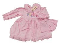 Nové - 2set - Ružové menšestrové šaty s nápisem + klobúk Baby C