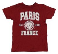 Červené tričko s nápisom Paris