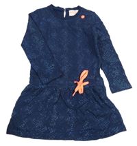 Tmavomodré vzorované teplákové šaty Mim-pi