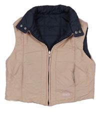 Svetloružová šušťáková zateplená obojstranná crop vesta Brums