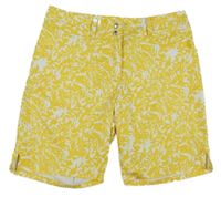 Žluto-bílé vzorované šusťákové kraťasy Adidas