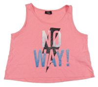 Neónově ružový crop top s nápisom Page one young