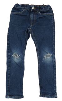 Tmavomodré skinny rifle s dierami H&M