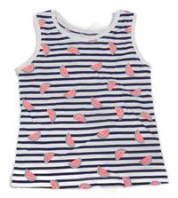 Tmavomodro-biely pruhovaný top s melónmi Primark