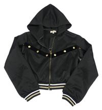 Čierna crop prepínaci mikina s cvokmi  a kapucňou River Island
