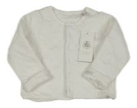 Nové - Bílý bavlněný zateplený kabátek Petit Bateau