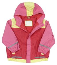 Jahodovo-žlto-ružová nepromokavá jarná bunda s kapucňou X-MAIL