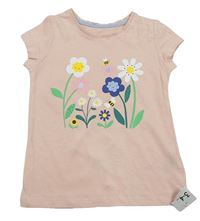 Světlepudrové tričko s kytičkami a včelkami Mothercare