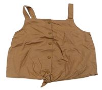 Hnedý blúzková ý prepínaci crop top s uzlom H&M