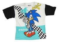 Bielo-světletyrkysovo-čierne tričko so Sonicem PRIMARK