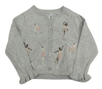 Sivý melírovaný prepínaci crop sveter s baletkami a volánikmi PRIMARK