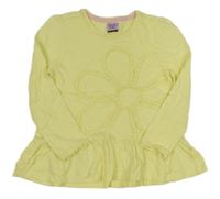 Žltá melírovaná tunika s květem a volánikmi F&F