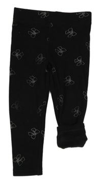 Černé teplákové zateplené legíny s mašlemi PRIMARK