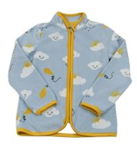 Svetlomodrá fleecová prepínaci mikina s obláčikmi  a drakmi