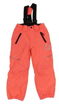 Neonově korálové šusťákové zimní oteplovačky s logom a odepínacími trakami zn. Bodyguard