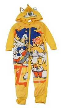 Žlutooranžová fleecová kombinéza se Sonicem a kapucí - Miles