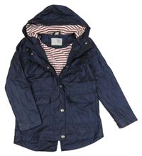 Tmavomodrá nepromokavá jarná parka s kapucňou POCOPIANO