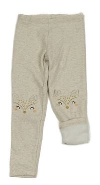 Světlešedo/béžové melírované teplákové zateplené legíny s liškami C&A