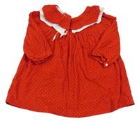 Červené bodkovaná é menšestrové šaty s límečky