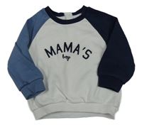 Bielo-modro-tmavomodrá mikina s nápismi Matalan