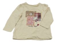 Svetlobéžová mikina s kvietkami a nápisom Topolino