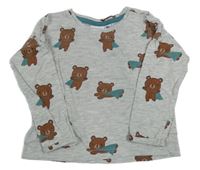 Sivé melírované tričko s medvedíkmi Bubble Gum