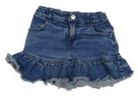 Modrá rifľová sukňa s volánikom