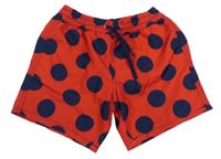 Červeno-tmavomodré puntíkaté plážové kraťasy TEZENIS