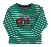 Zeleno-biele pruhované tričko s bágrom SALT and PEPPER