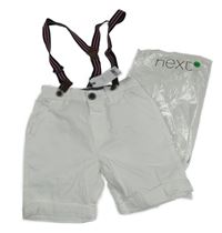 Nové - bílé chino plátěné kraťasy s kšandami Next