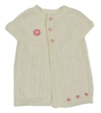 Smotanová pletená prepínaci vesta s 3D květem