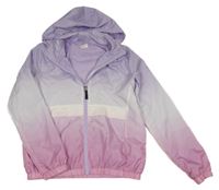 Světlefialovo-bílo-růžová šusťáková jarní bunda s odepínací kapucí H&M