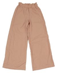 Staroružové kockované široké paper bag nohavice SHEIN