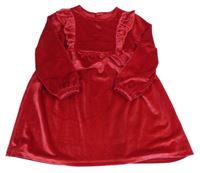 Červené zamatové šaty s volánikmi St. Bernard