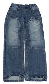 Tmavomodré rifle s potlačou