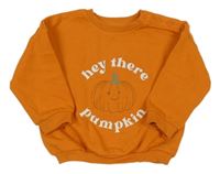 Oranžová oversize mikina s tekvicou a nápismi Matalan