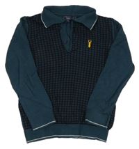 Tmavopetrolejovo/tmavomodrý vzorovaný sveter s nášivkou a golierikom Next