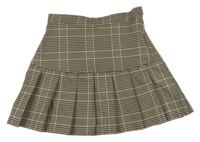 Béžovo-tmavohnedá kockovaná vzorovaná sukňa H&M